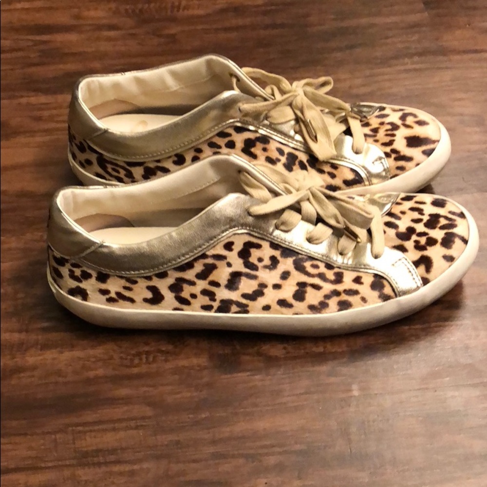 Sam Edelman Leopard Print Sneakers with Gold Accents